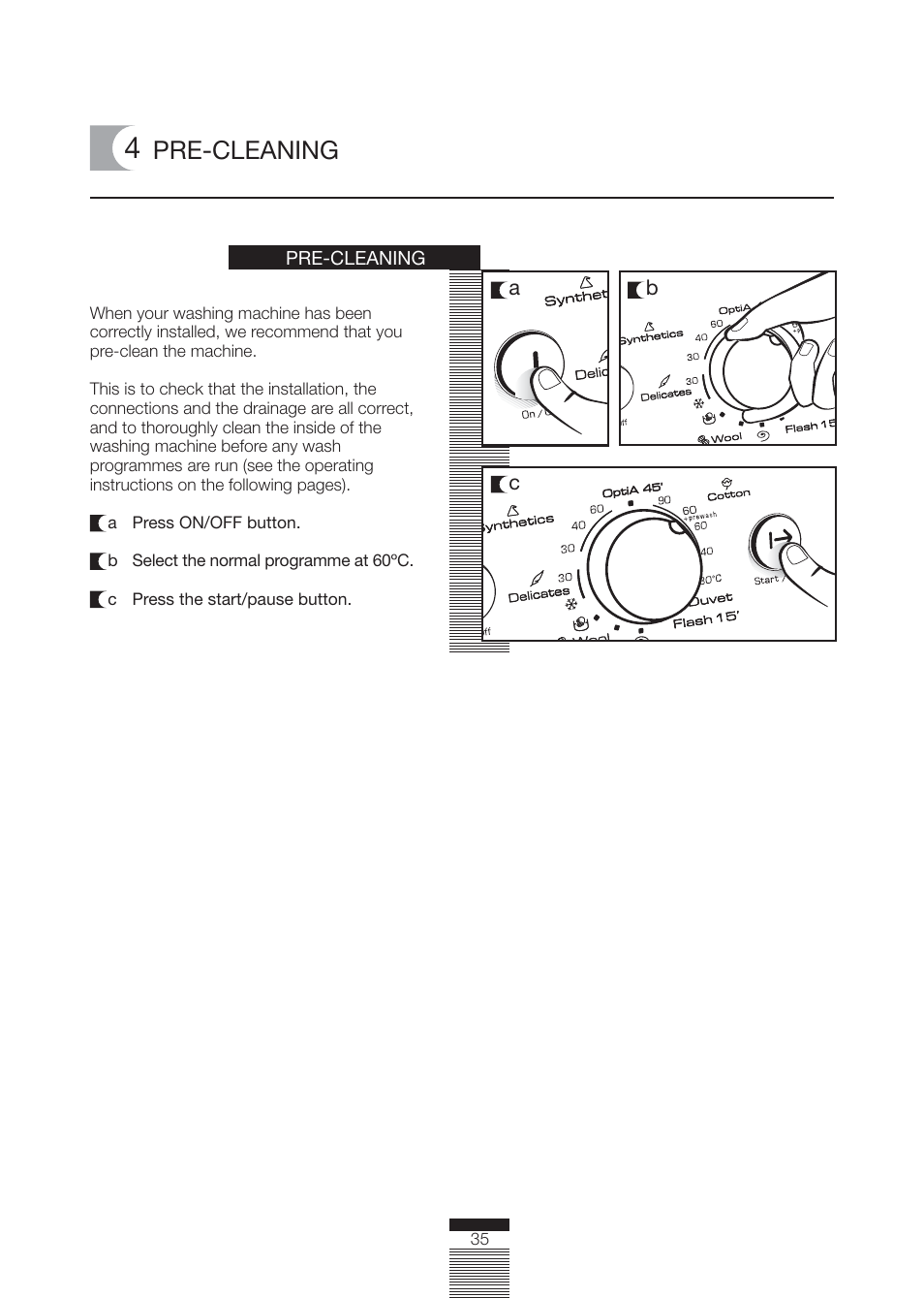 Pre-cleaning | Caple WMF1020 User Manual | Page 8 / 25