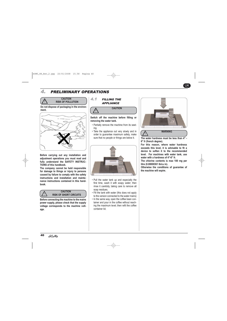 Preliminary operations 4.1 | Caple CM400FA User Manual | Page 10 / 34