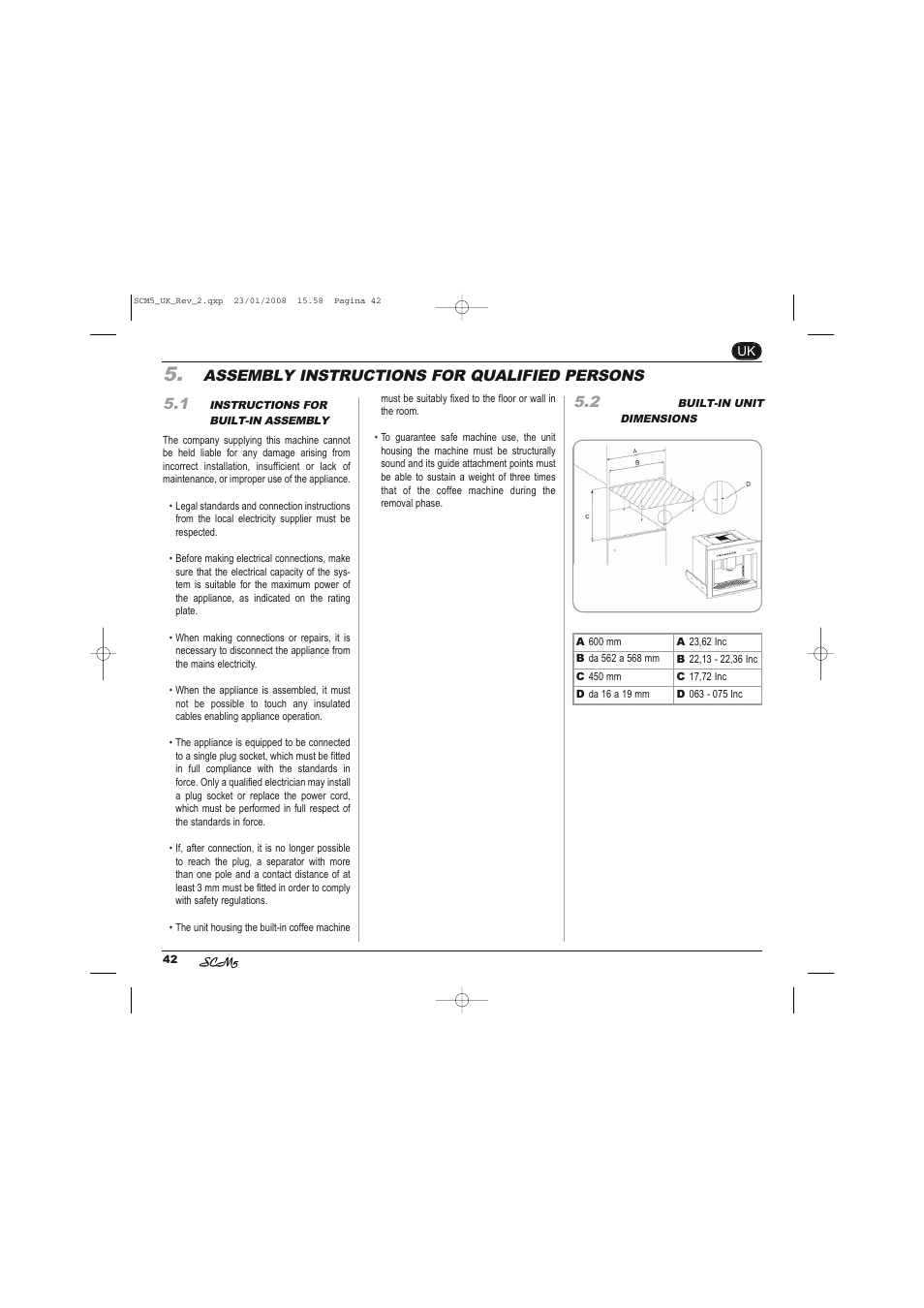 Assembly instructions for qualified persons 5.1 | Caple CM400FA User Manual | Page 12 / 34