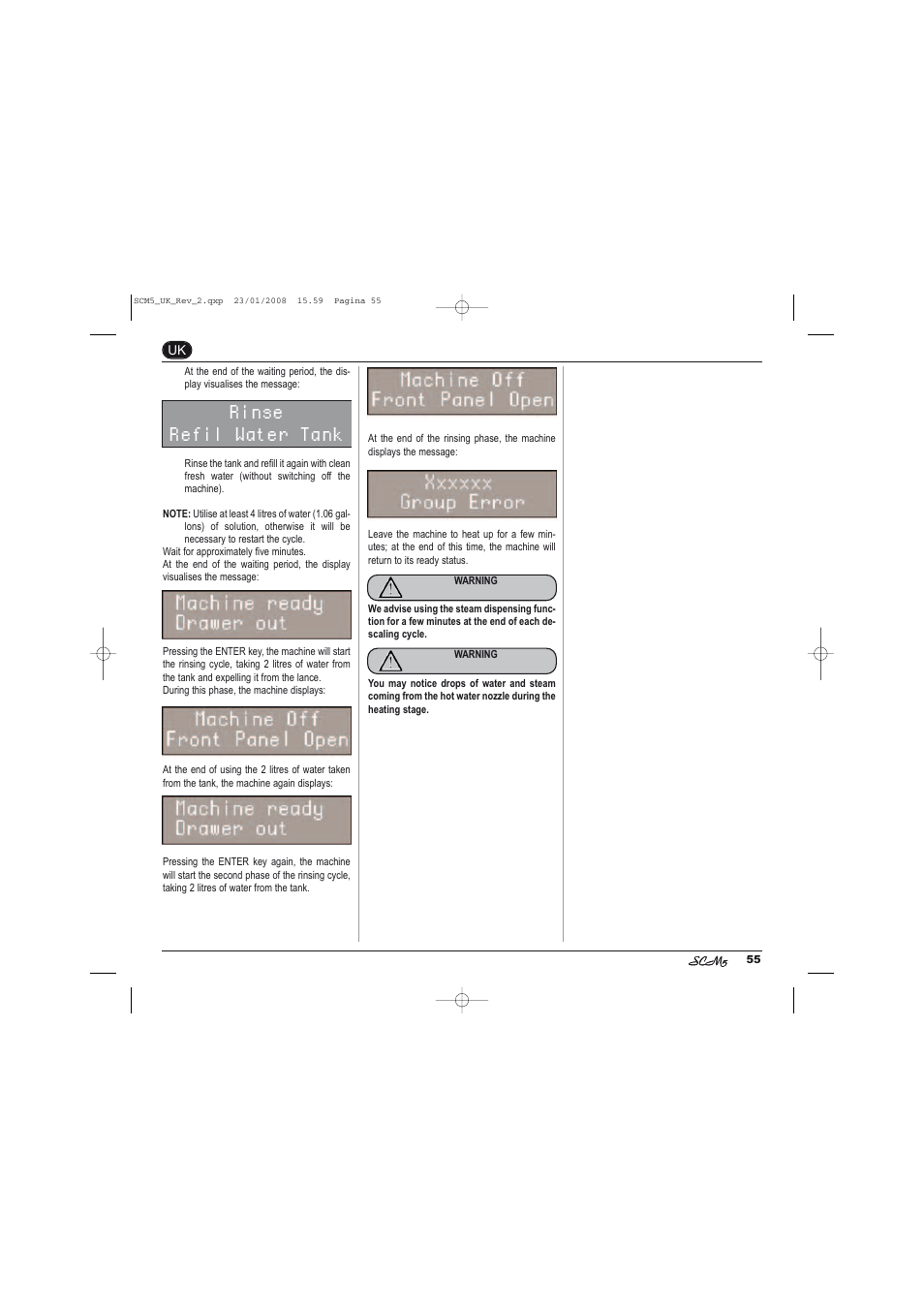 Rinse refil water tank | Caple CM400FA User Manual | Page 25 / 34