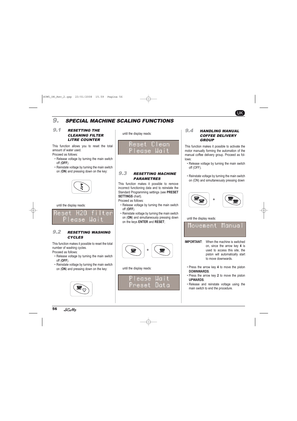 Special machine scaling functions 9.1 | Caple CM400FA User Manual | Page 26 / 34