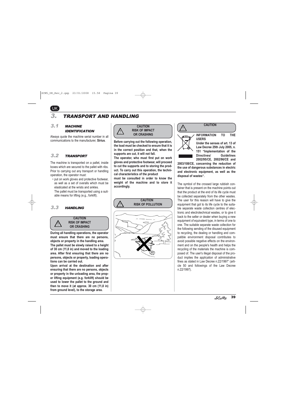 Transport and handling 3.1 | Caple CM400FA User Manual | Page 9 / 34