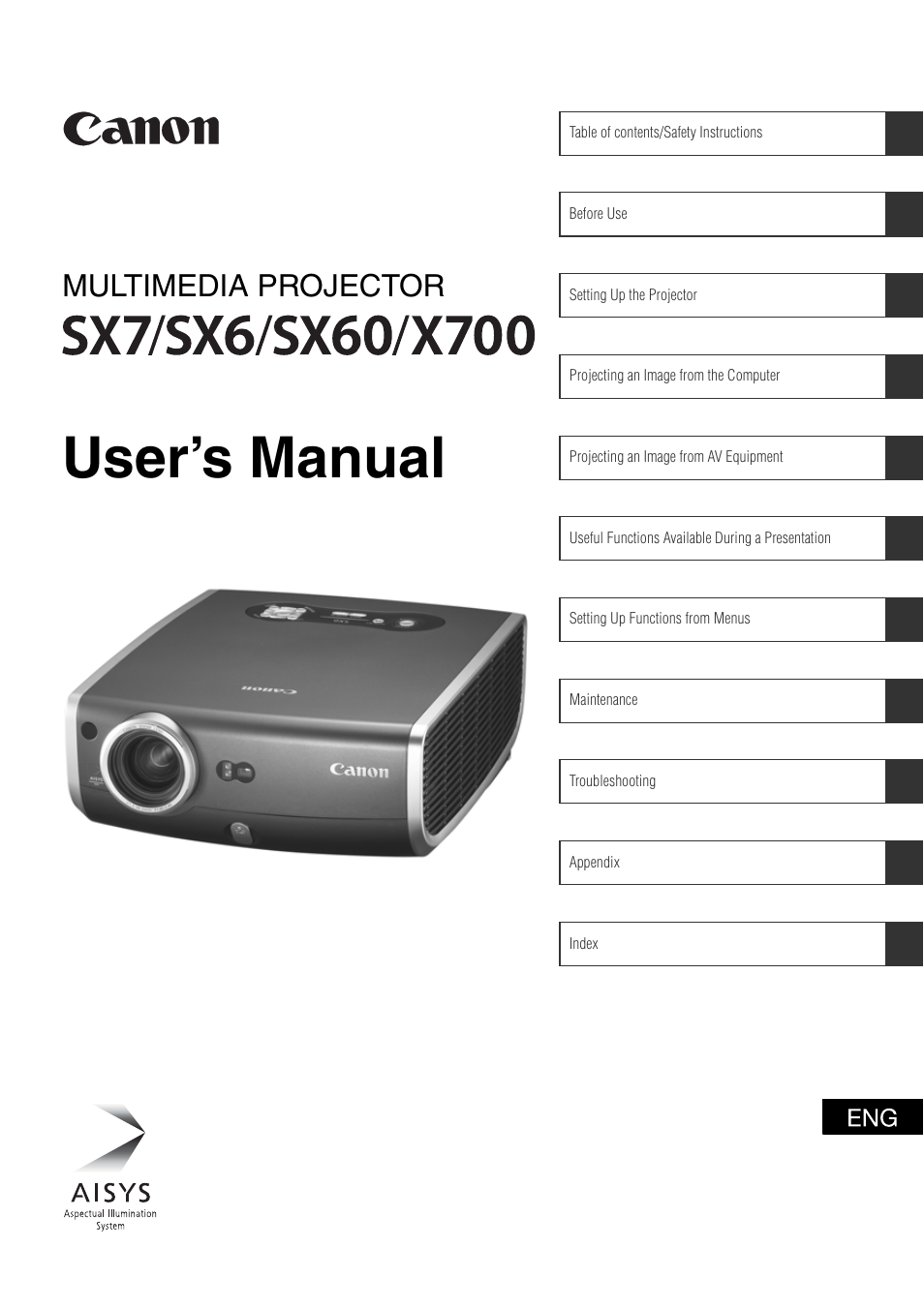 Canon REALiS SX60 User Manual | 141 pages