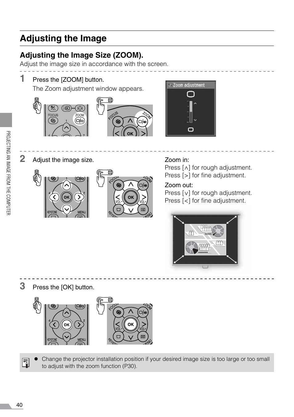 Adjusting the image | Canon REALiS SX60 User Manual | Page 40 / 141