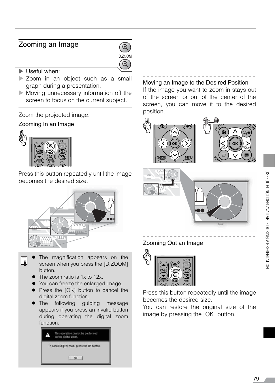 Zooming an image | Canon REALiS SX60 User Manual | Page 79 / 141