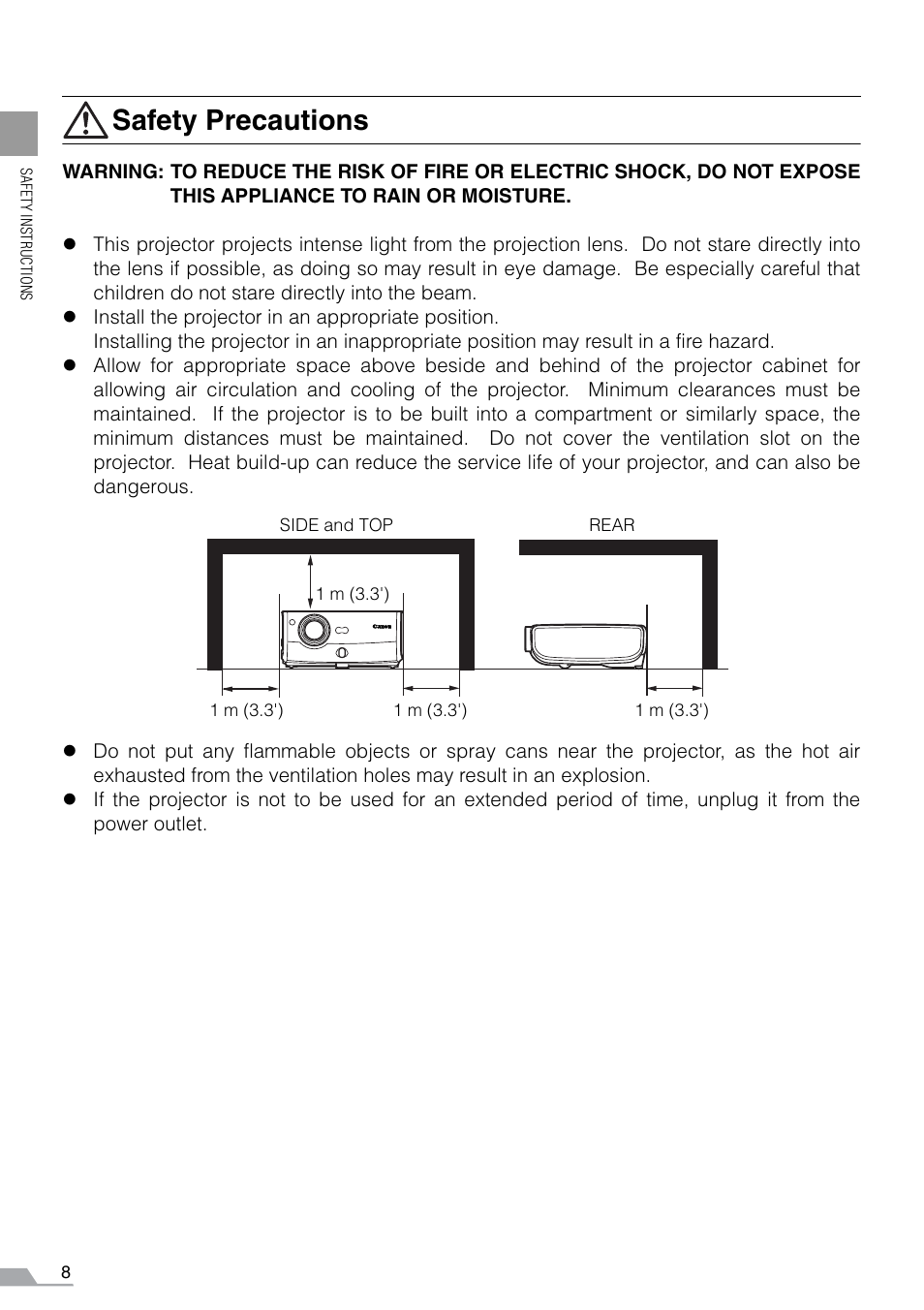 Safety precautions | Canon REALiS SX60 User Manual | Page 8 / 141