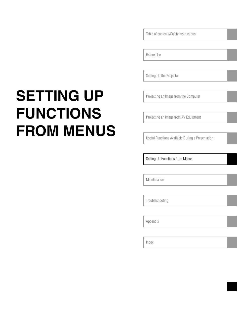 Setting up functions from menus | Canon REALiS SX60 User Manual | Page 83 / 141