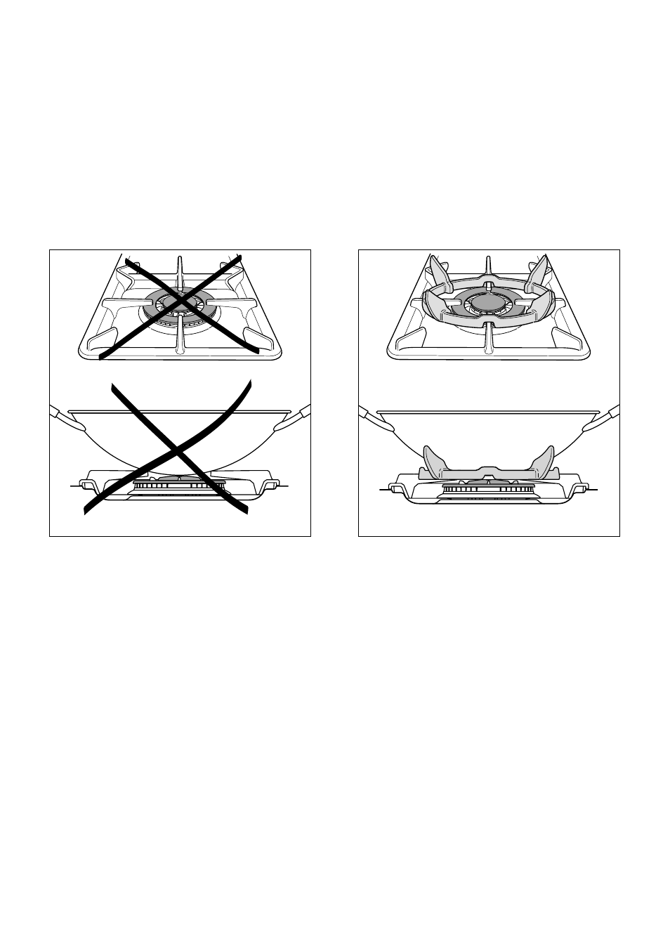 Correct use of triple-ring burner, Wrong correct | Caple CR13400 User Manual | Page 18 / 48