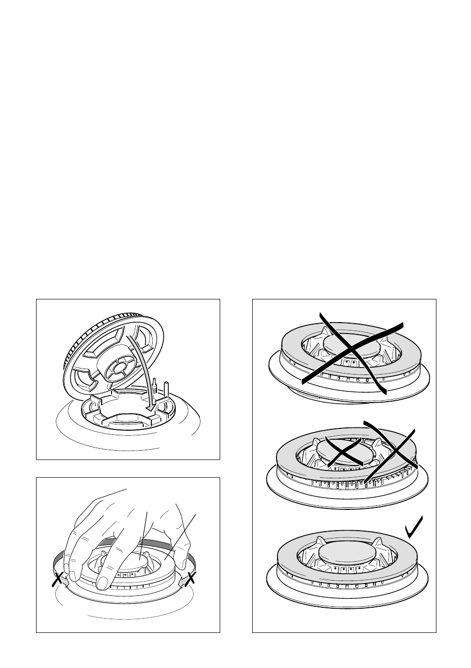 Correct replacement of the burners, Triple ring burners | Caple CR13400 User Manual | Page 41 / 48