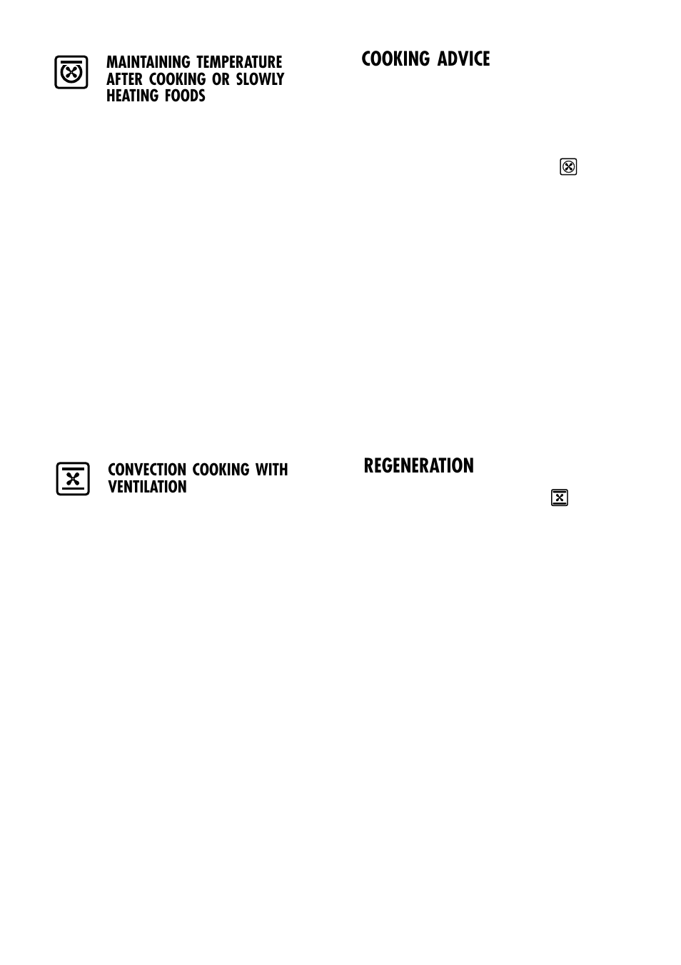 Cooking advice, Regeneration | Caple CR910SS User Manual | Page 22 / 36