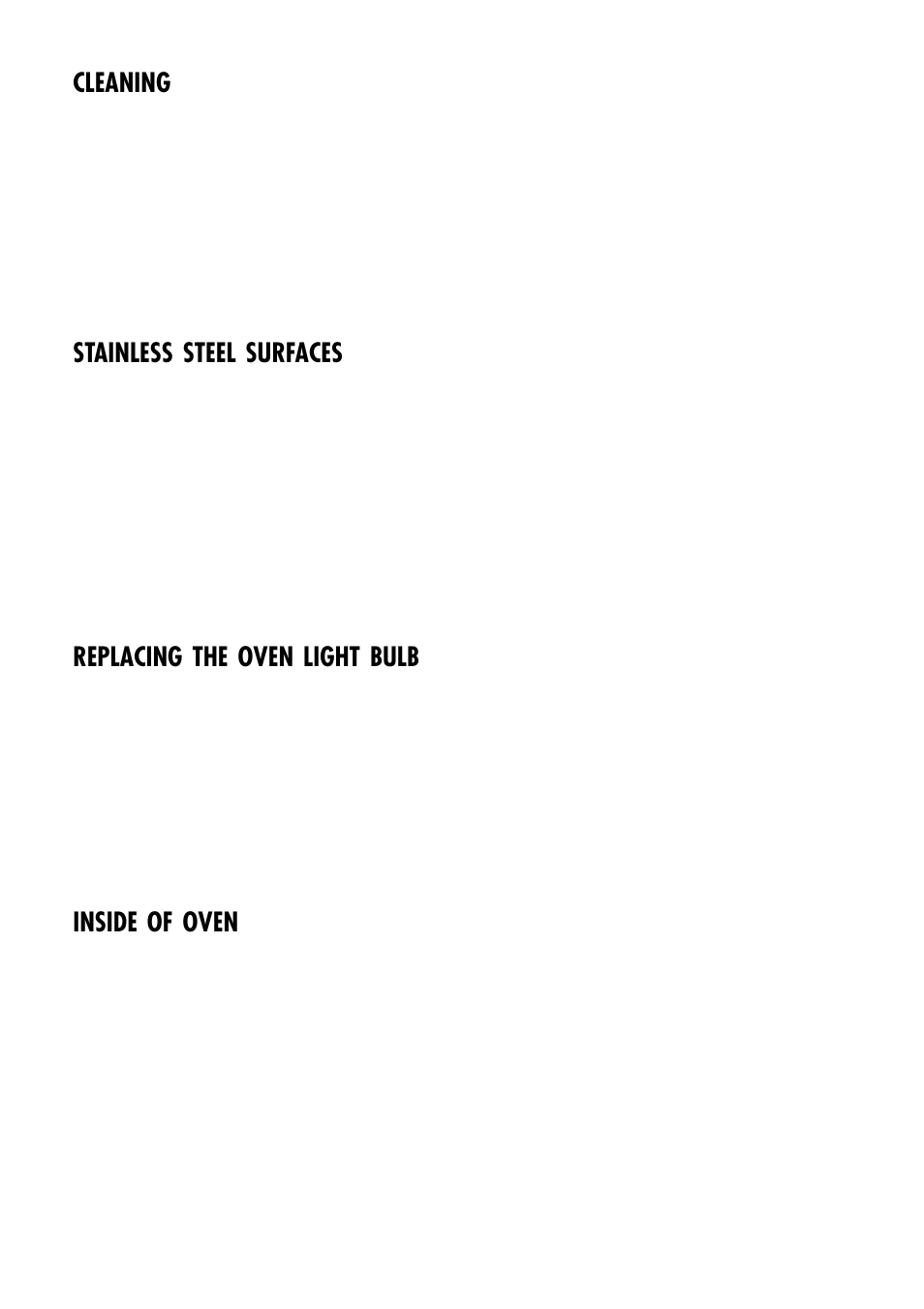 Replacing the oven light bulb, Inside of oven, Cleaning | Stainless steel surfaces | Caple CR910SS User Manual | Page 27 / 36