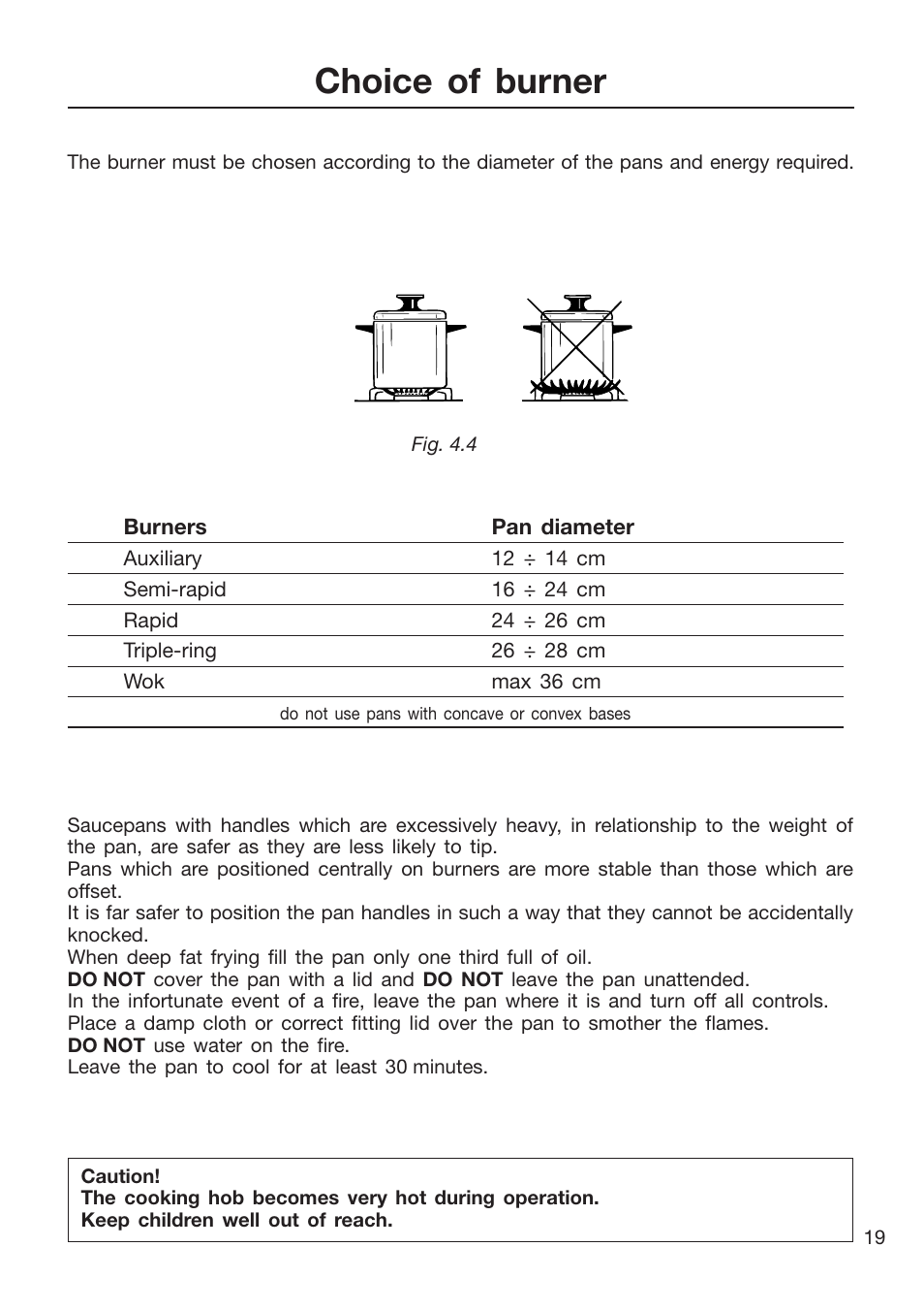 Choice of burner | Caple CR9201AN User Manual | Page 19 / 44