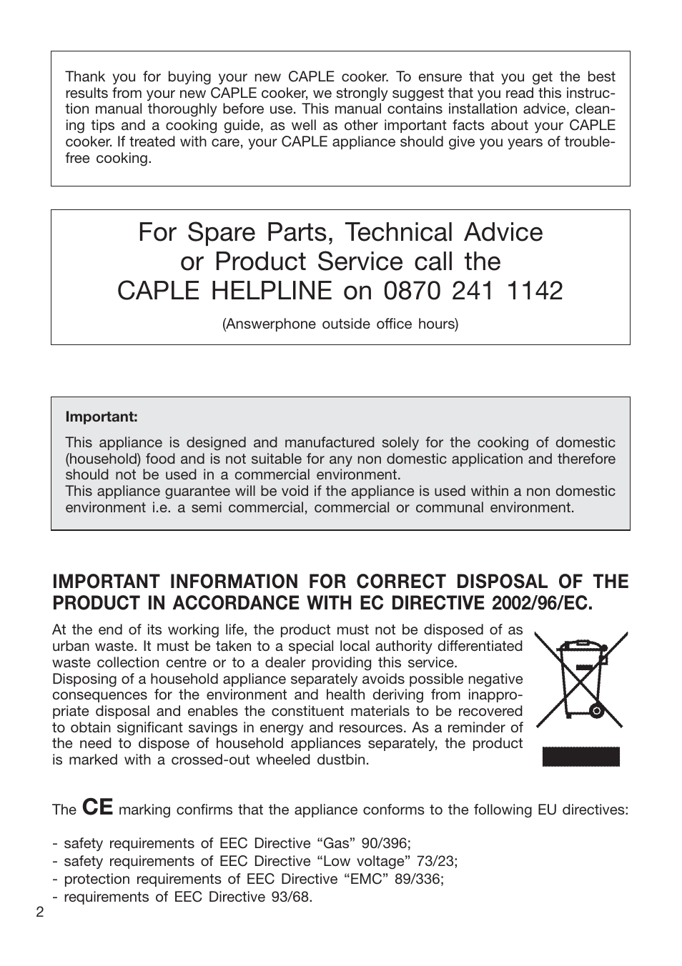 Caple CR9201AN User Manual | Page 2 / 44