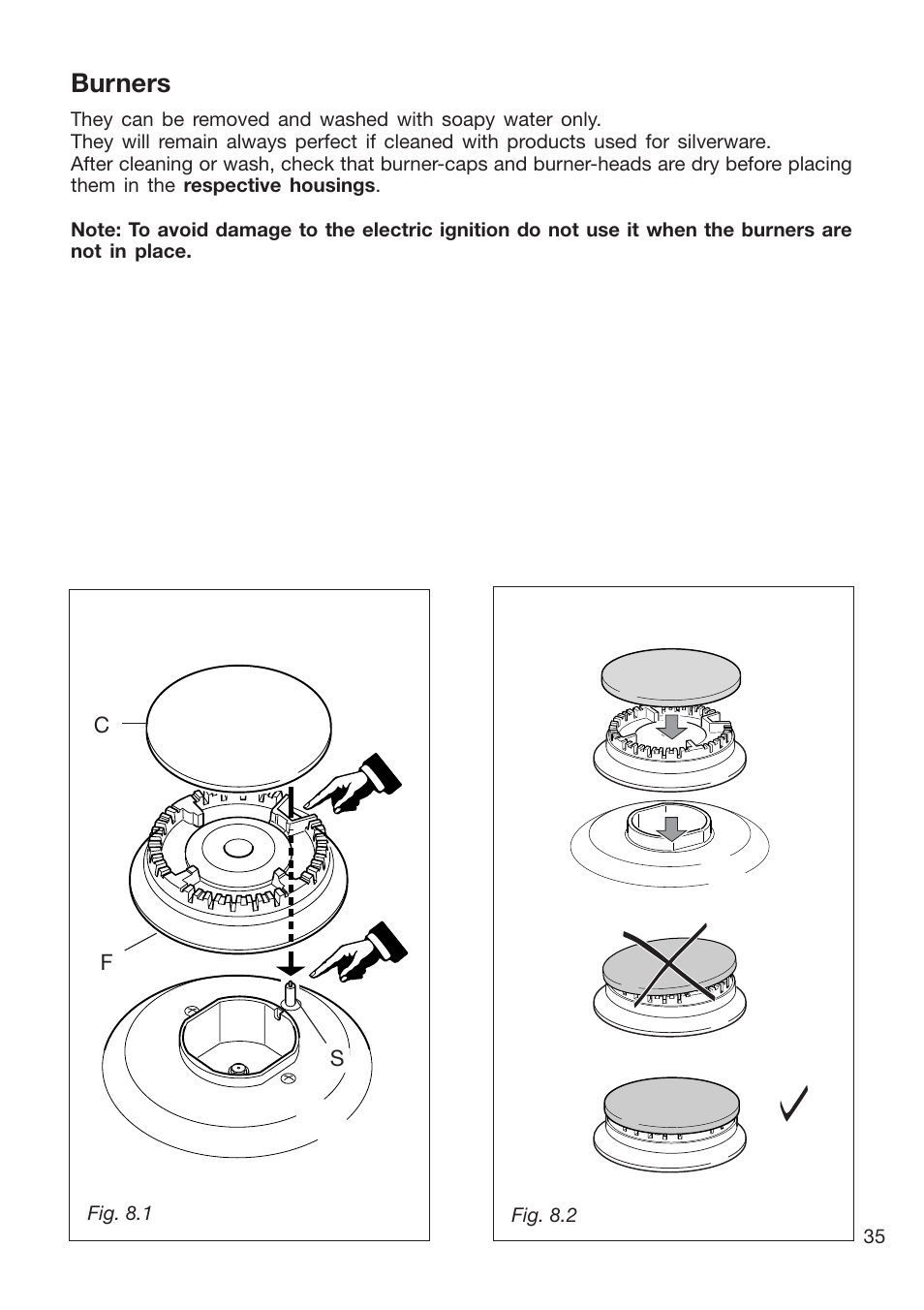 Burners | Caple CR9201AN User Manual | Page 35 / 44