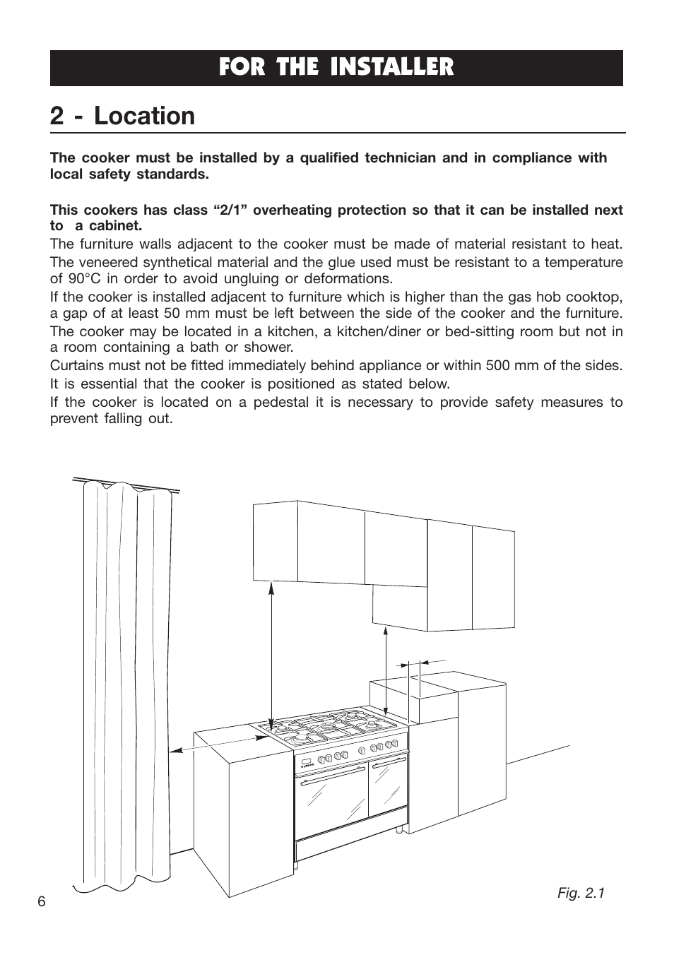 2 - location for the installer | Caple CR9201AN User Manual | Page 6 / 44