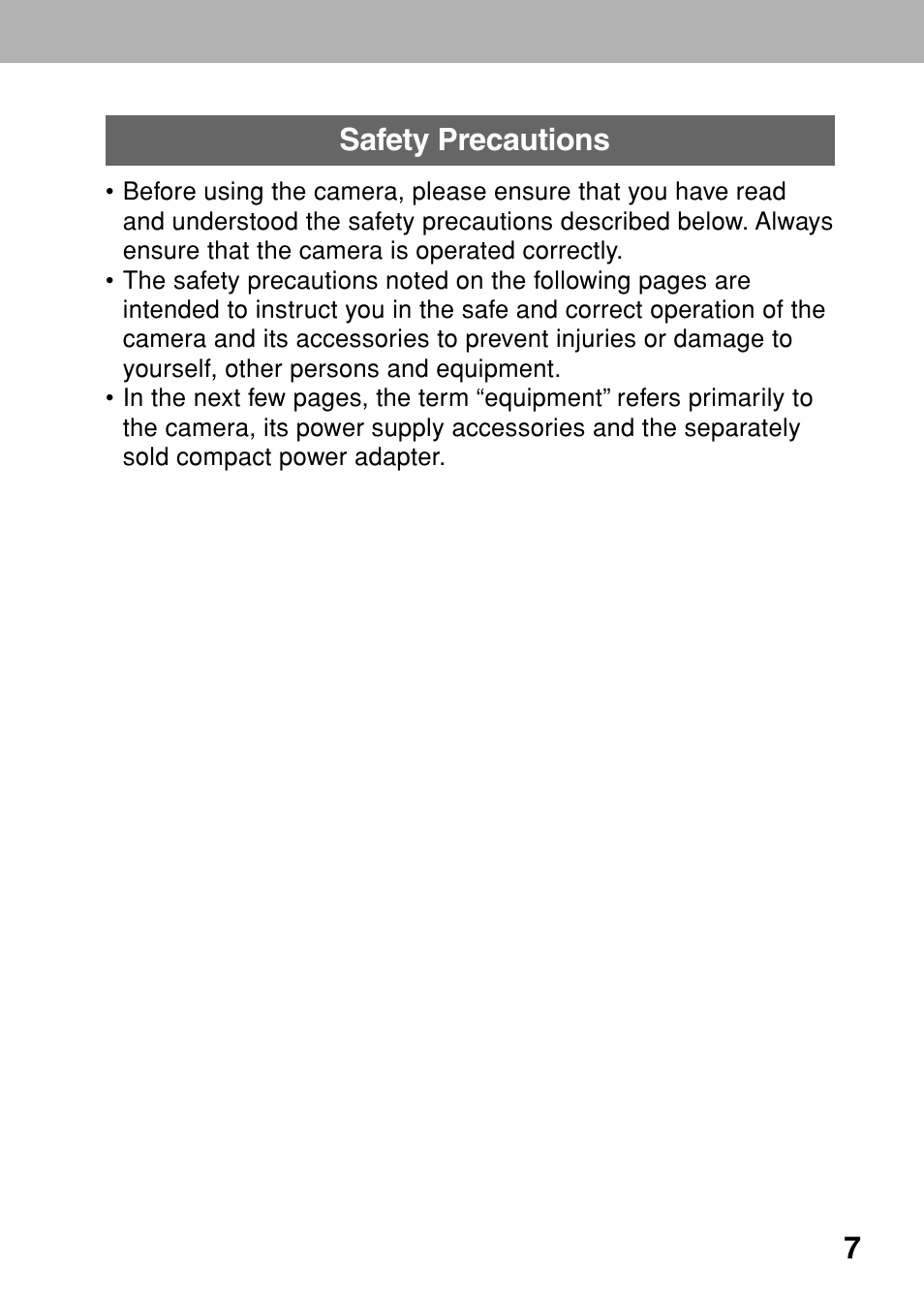7safety precautions | Canon A80 User Manual | Page 11 / 218