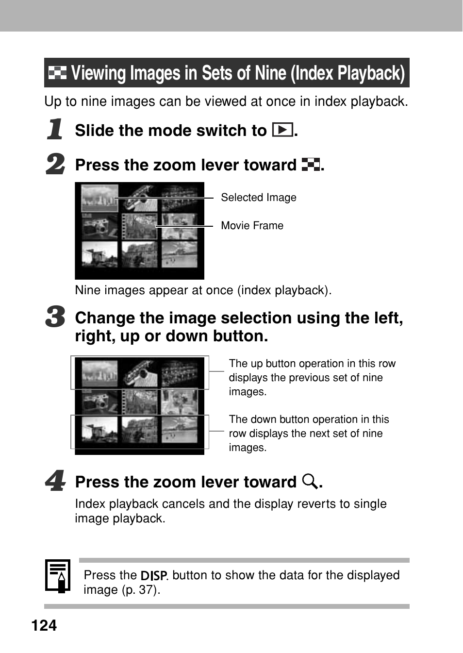 Viewing images in sets of nine (index playback) | Canon A80 User Manual | Page 128 / 218