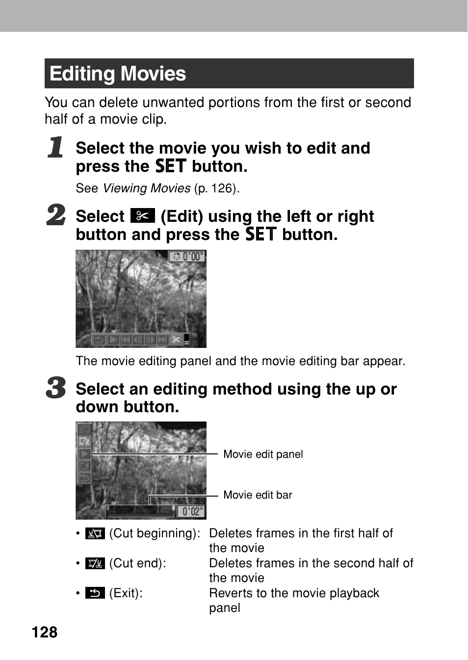 Editing movies | Canon A80 User Manual | Page 132 / 218