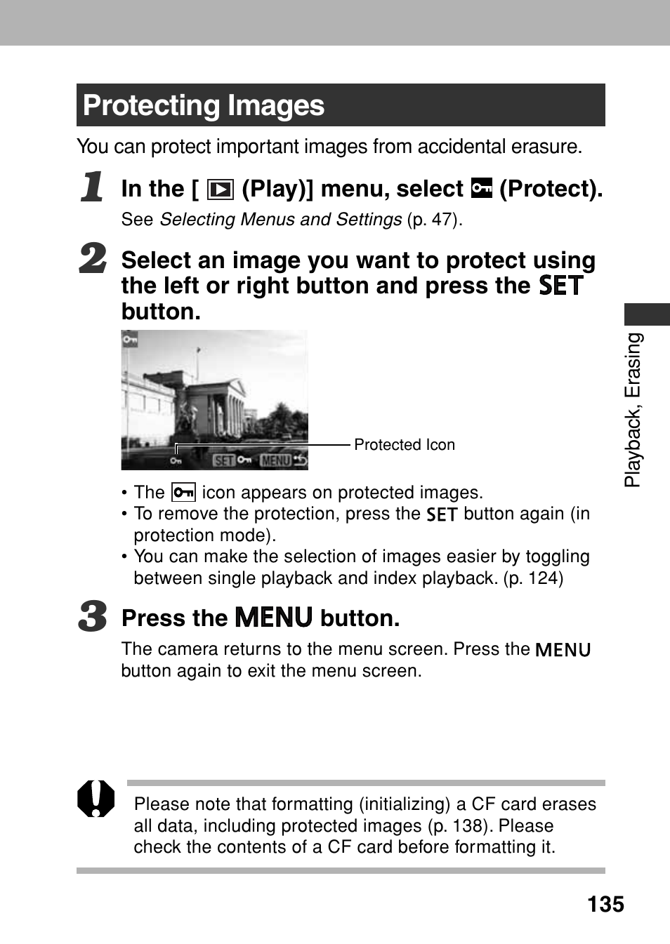 Protecting images | Canon A80 User Manual | Page 139 / 218