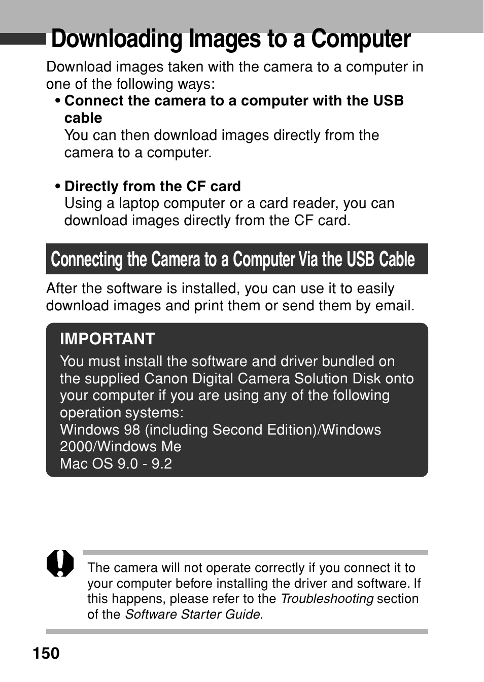 Downloading images to a computer | Canon A80 User Manual | Page 154 / 218