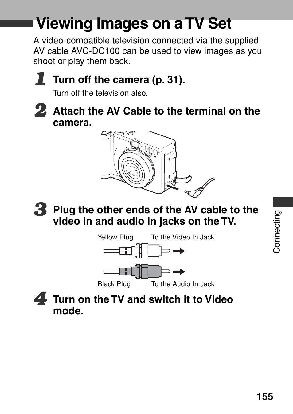 Viewing images on a tv set | Canon A80 User Manual | Page 159 / 218