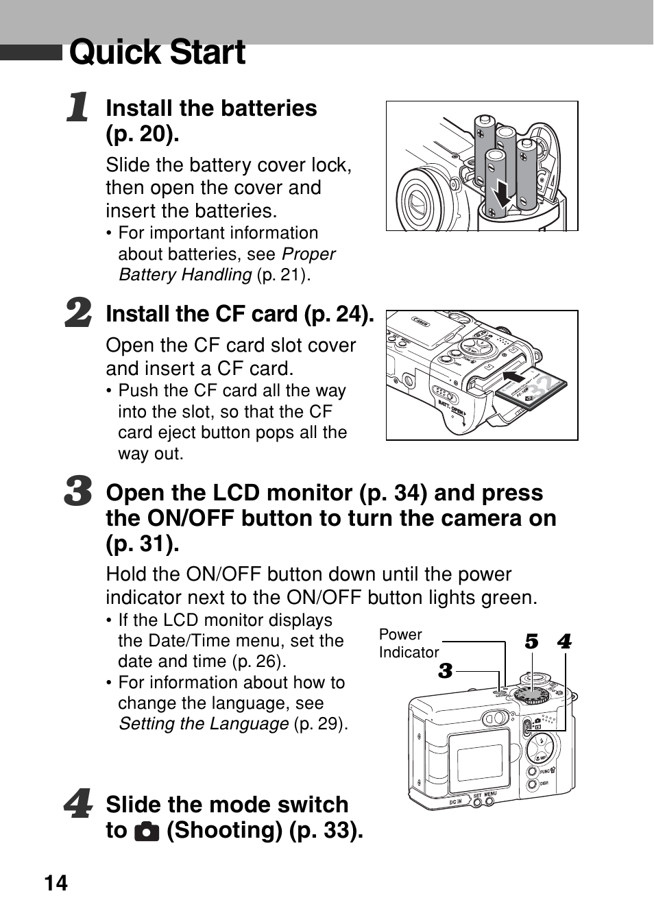 Quick start | Canon A80 User Manual | Page 18 / 218