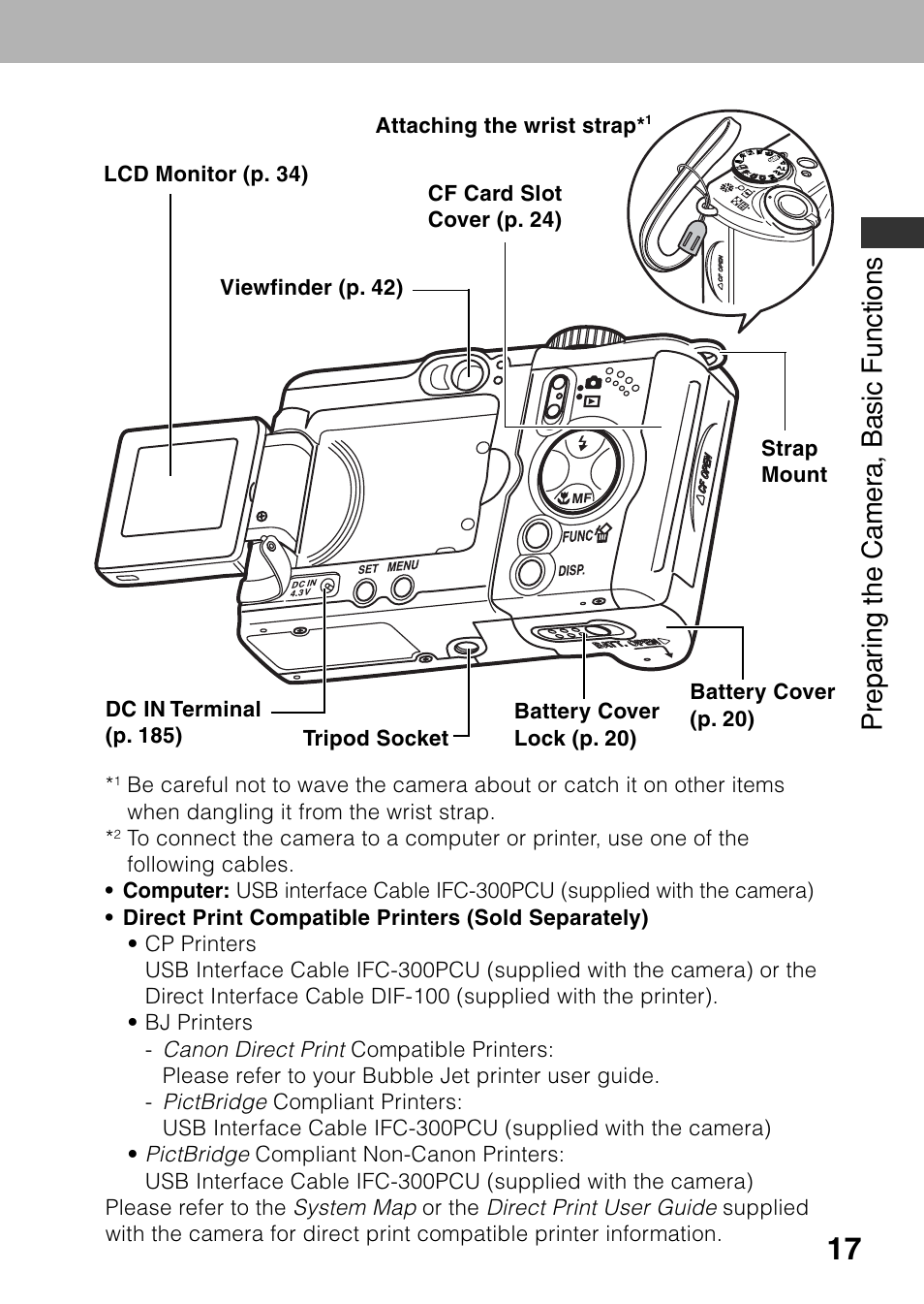 Prepar ing the camer a, basic functions | Canon A80 User Manual | Page 21 / 218