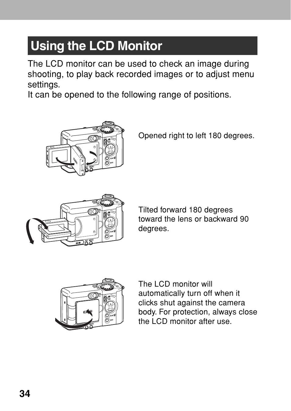 Using the lcd monitor | Canon A80 User Manual | Page 38 / 218