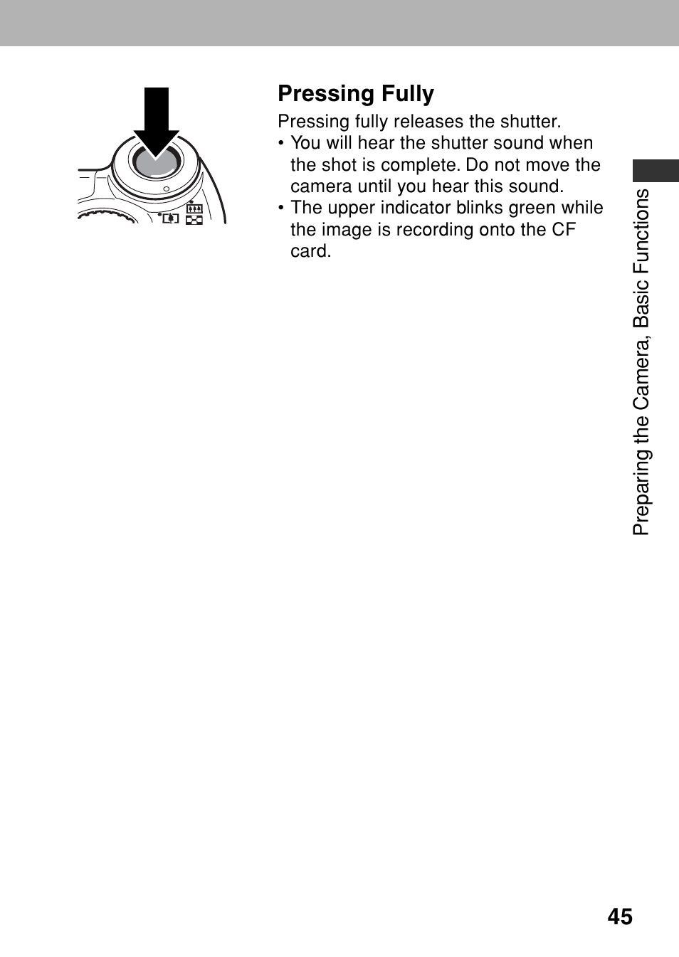 Pressing fully | Canon A80 User Manual | Page 49 / 218