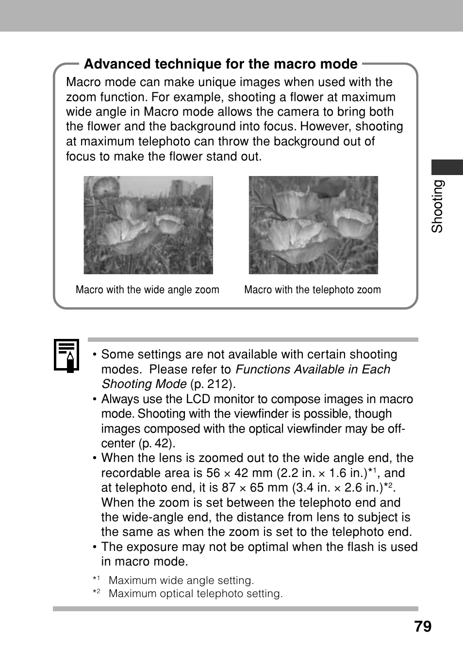 Shooting advanced technique for the macro mode | Canon A80 User Manual | Page 83 / 218