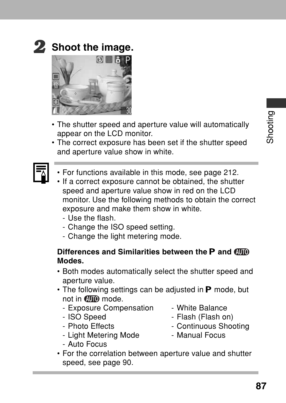 Shoot the image | Canon A80 User Manual | Page 91 / 218