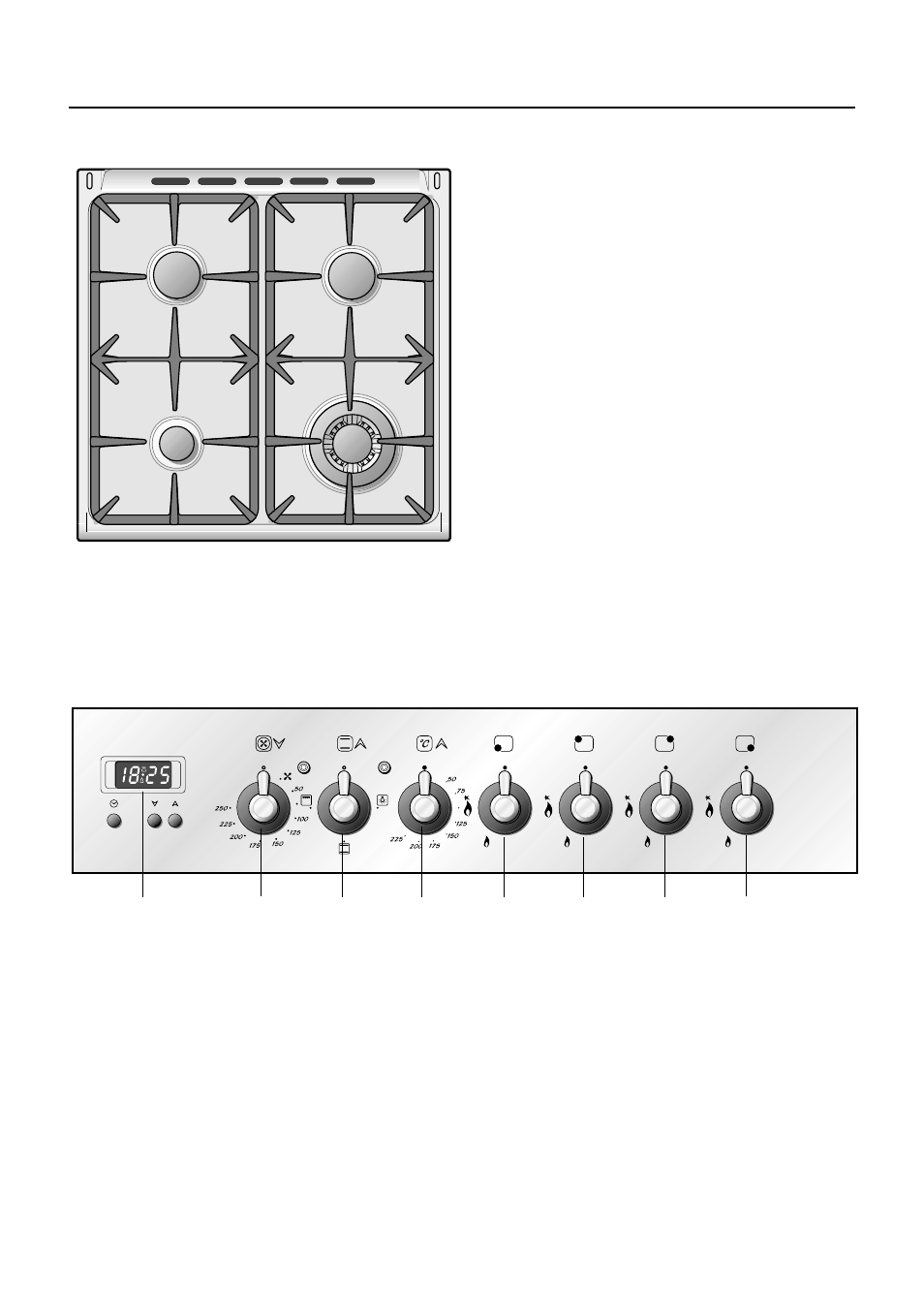 4 - features and technical data, Control panel, Pilot lamps | Cooking hob | Caple C5210 User Manual | Page 12 / 32