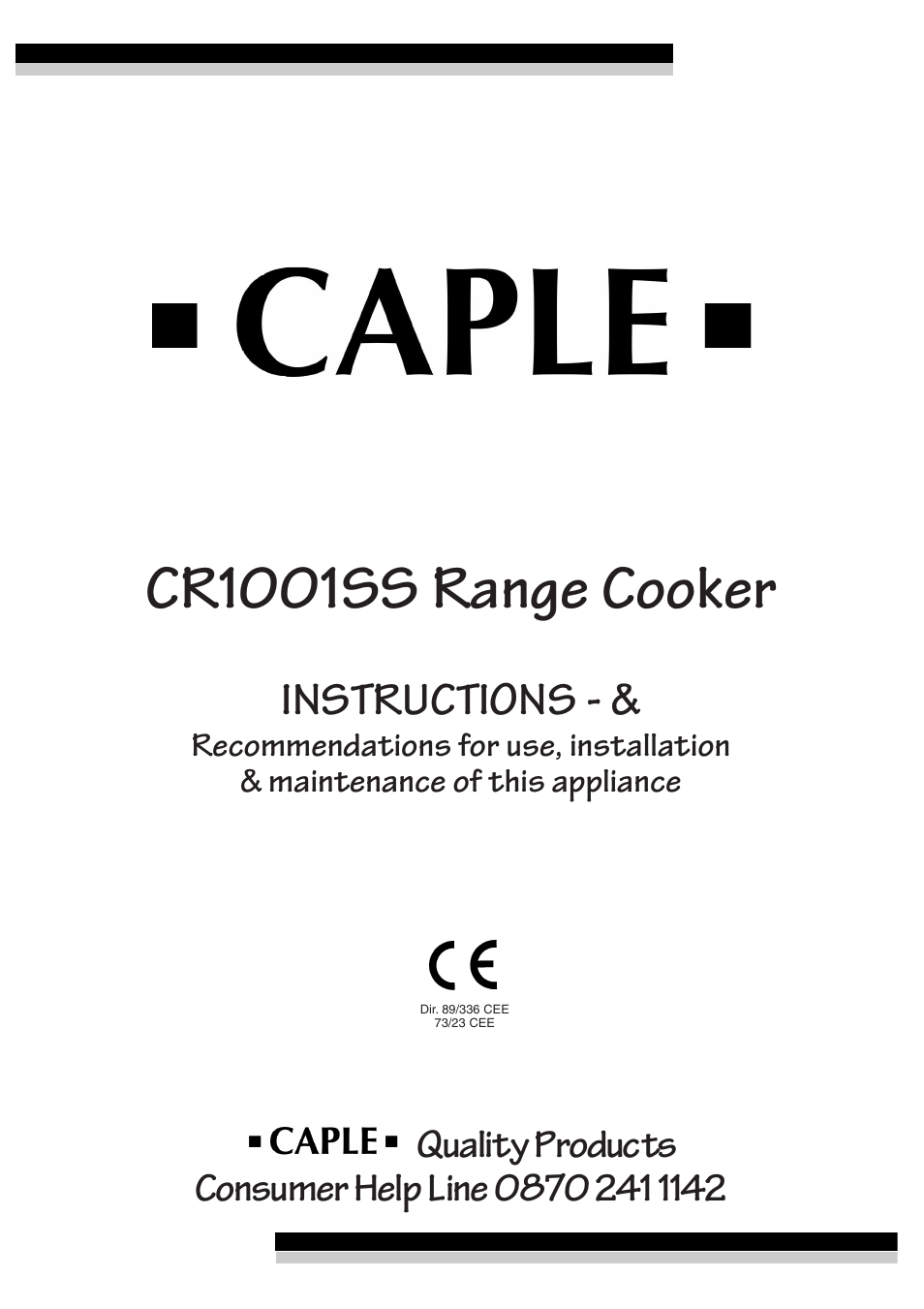 Caple CR1001SS User Manual | 24 pages