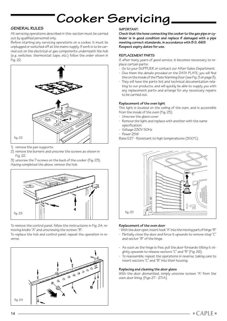 Cooker servicing | Caple CR1001SS User Manual | Page 14 / 24