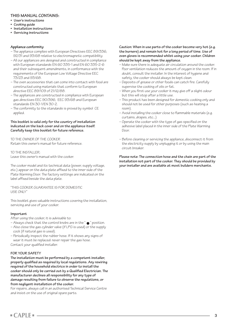 Caple CR1001SS User Manual | Page 3 / 24