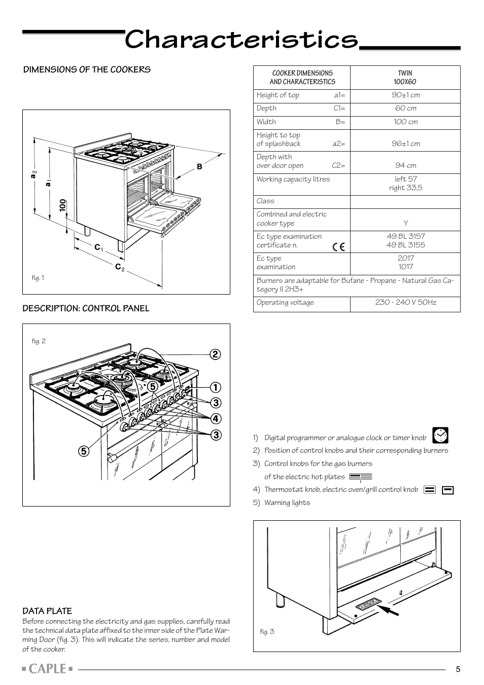 Characteristics | Caple CR1001SS User Manual | Page 5 / 24