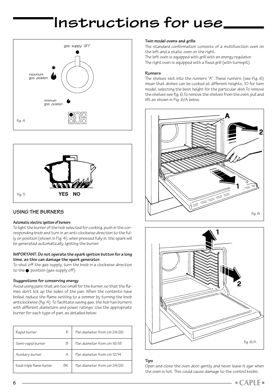 Instructions for use | Caple CR1001SS User Manual | Page 6 / 24