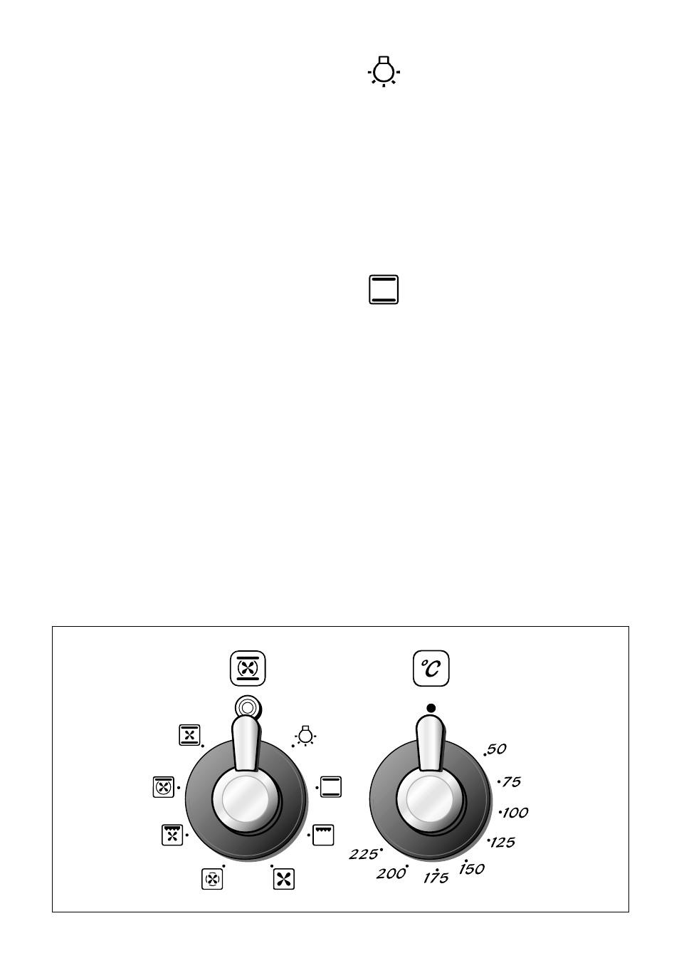 Thermostat knob, Function selector knob, Traditional convection cooking | Oven light | Caple CR1100SS User Manual | Page 25 / 40