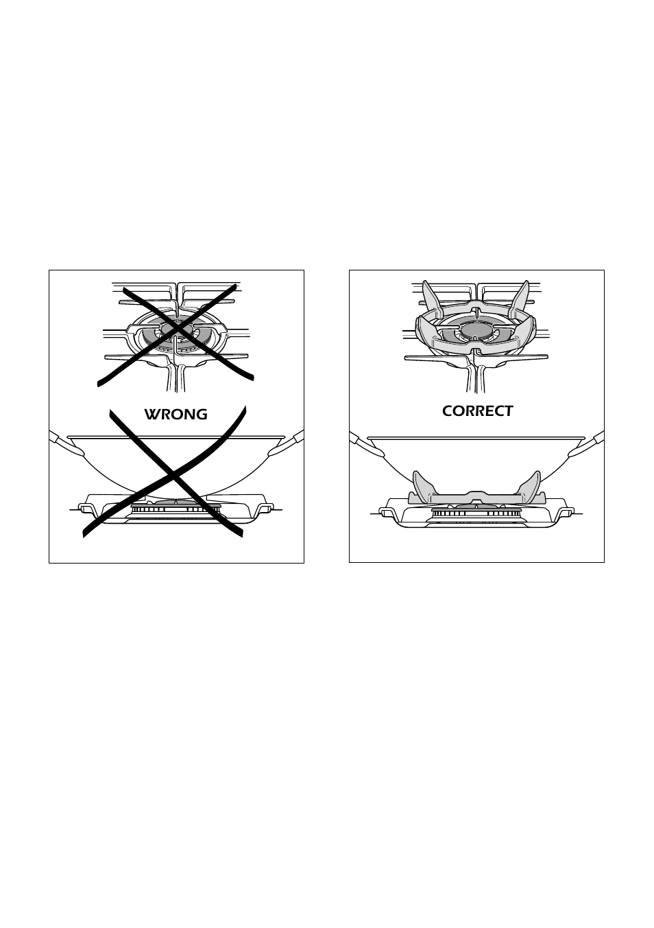 Correct use of triple-ring burner | Caple CR7200 User Manual | Page 18 / 40