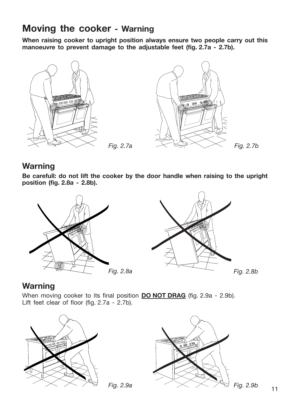 Moving the cooker, Warning | Caple CR9204 User Manual | Page 11 / 52