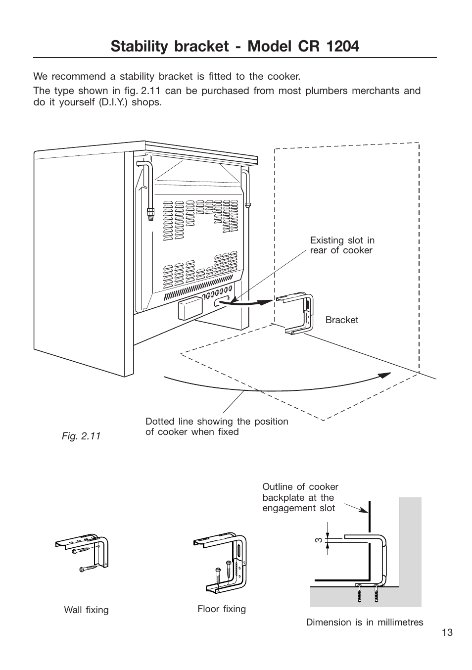 Stability bracket - model cr 1204 | Caple CR9204 User Manual | Page 13 / 52