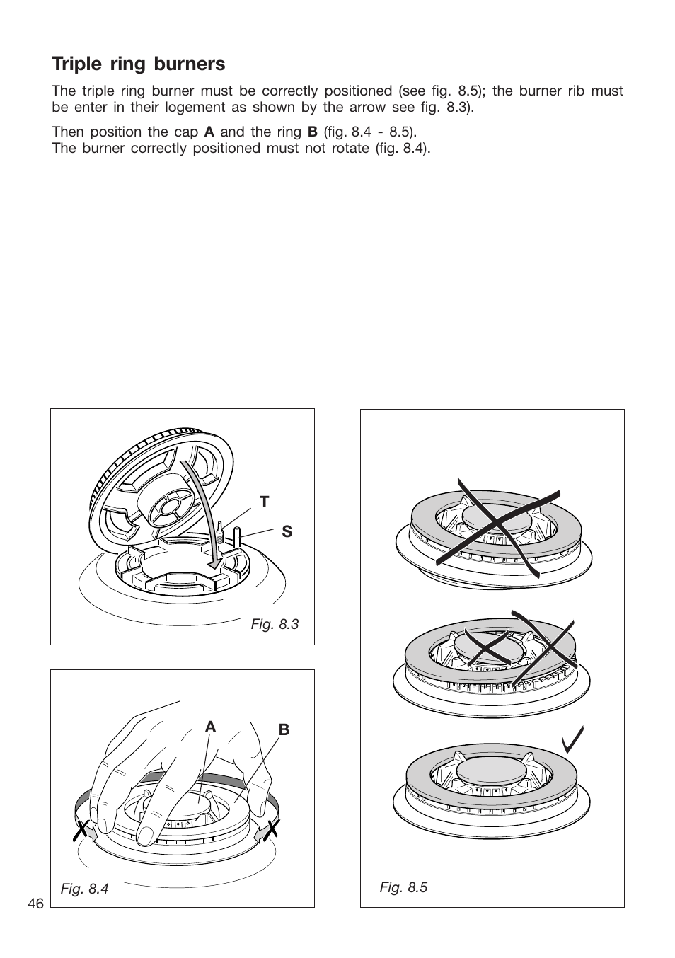 Triple ring burners | Caple CR9204 User Manual | Page 46 / 52