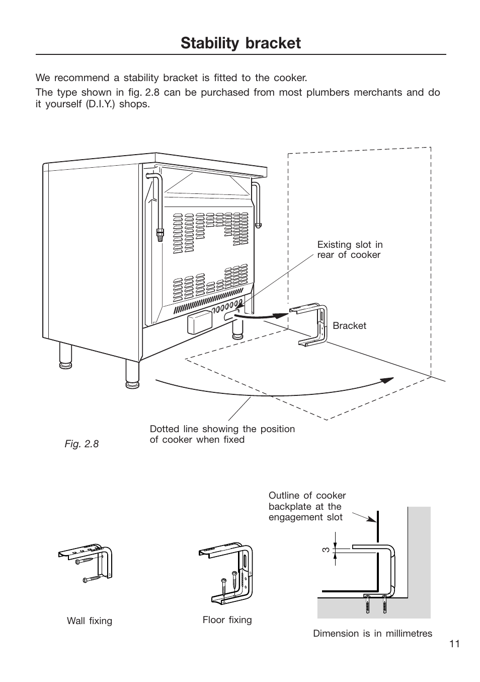 Stability bracket | Caple CR9215 User Manual | Page 11 / 48