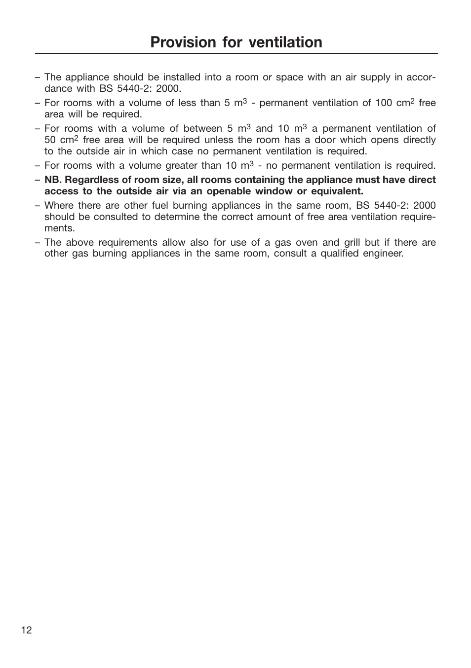 Provision for ventilation | Caple CR9215 User Manual | Page 12 / 48