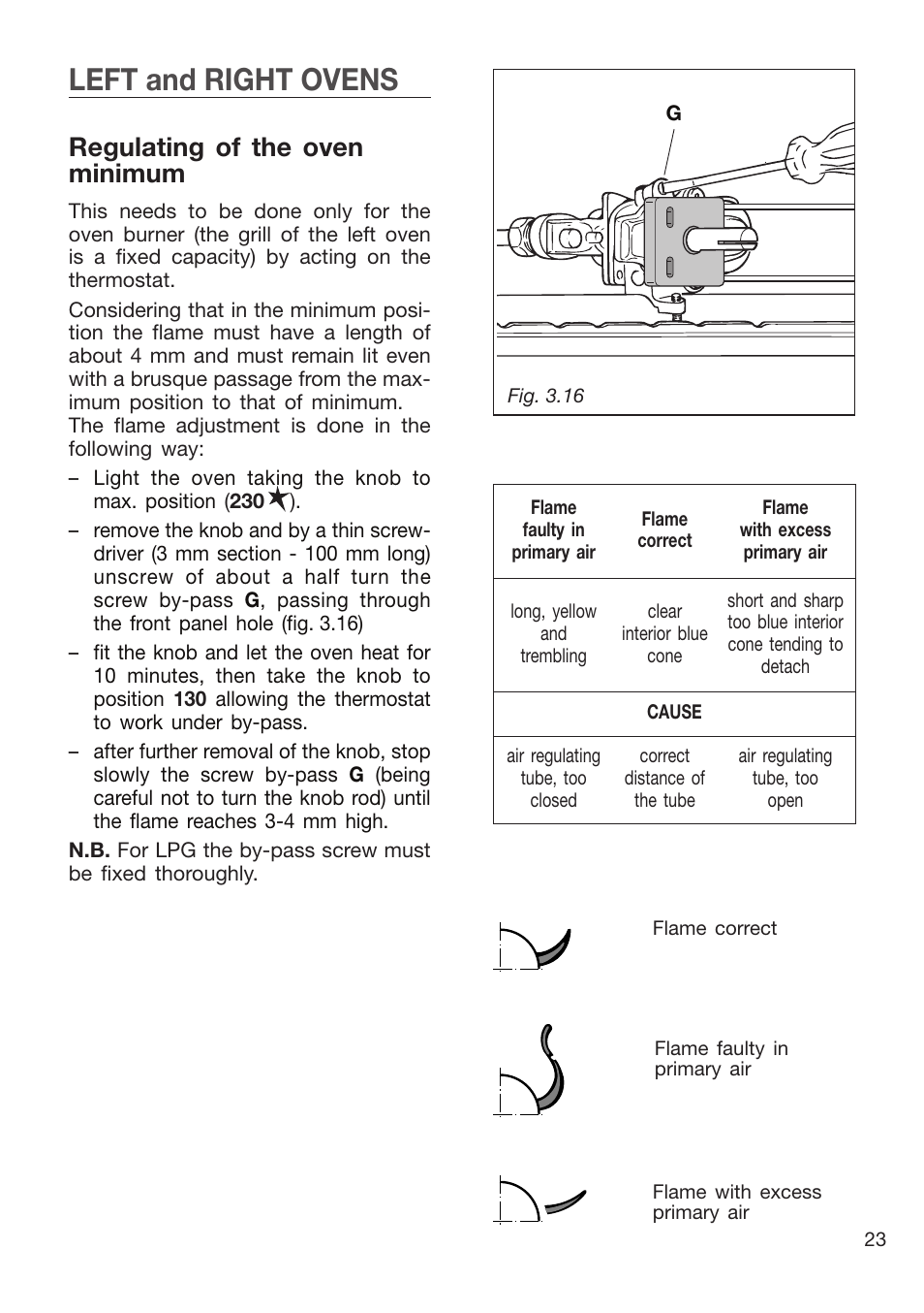 Left and right ovens, Regulating of the oven minimum | Caple CR9215 User Manual | Page 23 / 48