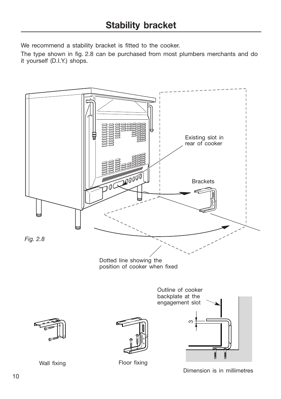 Stability bracket | Caple CR9105 User Manual | Page 10 / 40