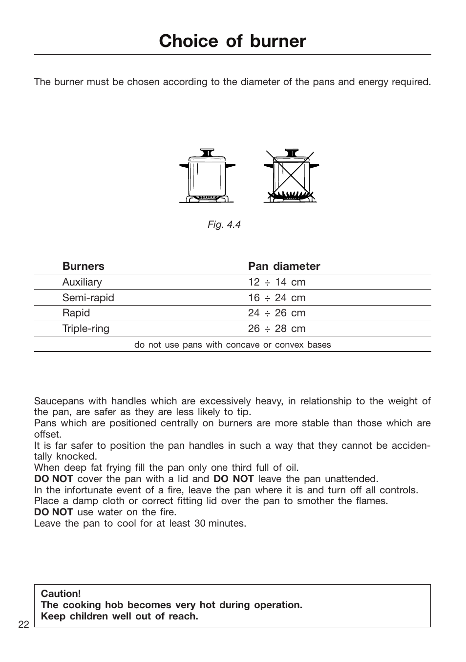 Choice of burner | Caple CR9105 User Manual | Page 22 / 40