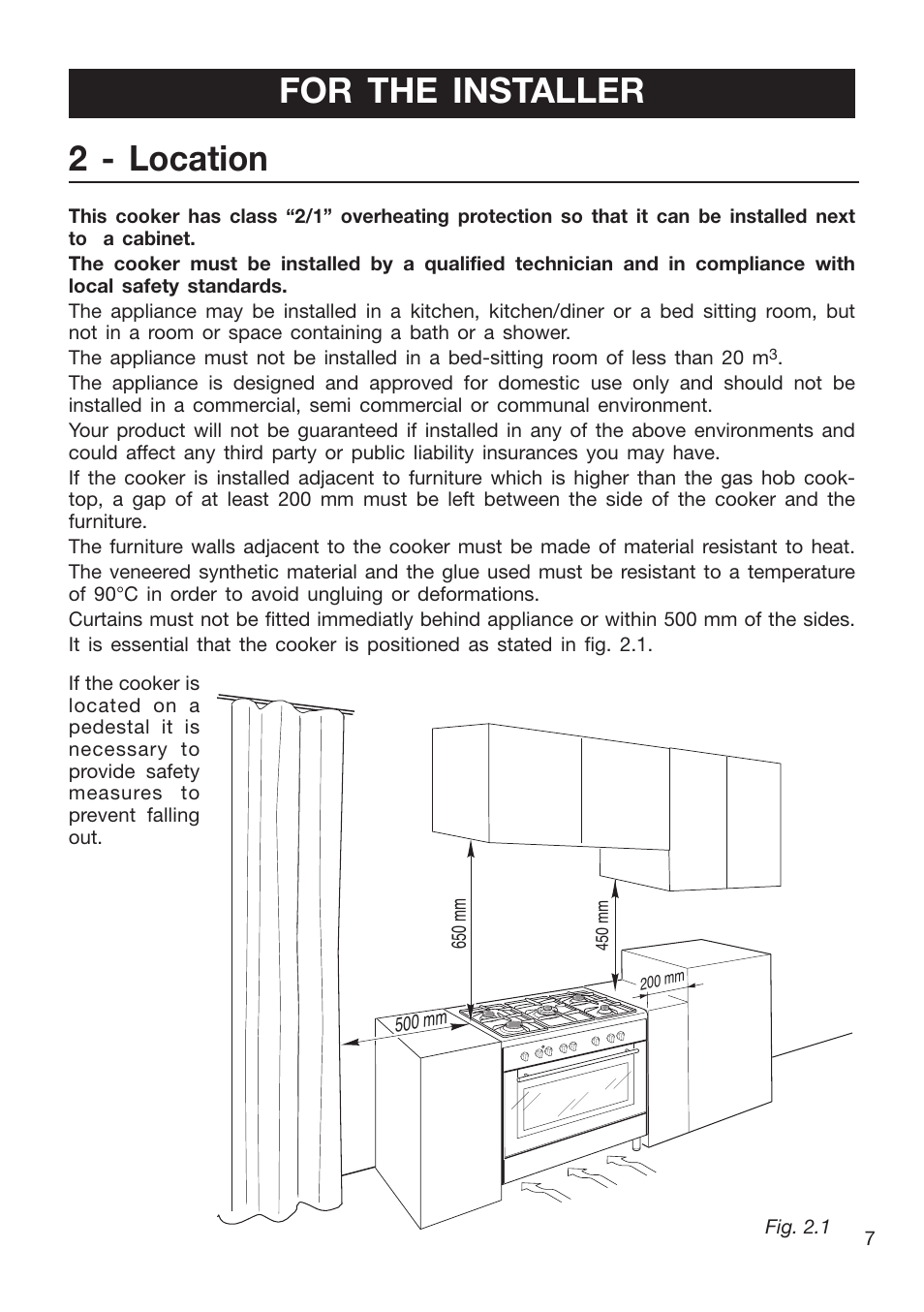 2 - location for the installer | Caple CR9105 User Manual | Page 7 / 40