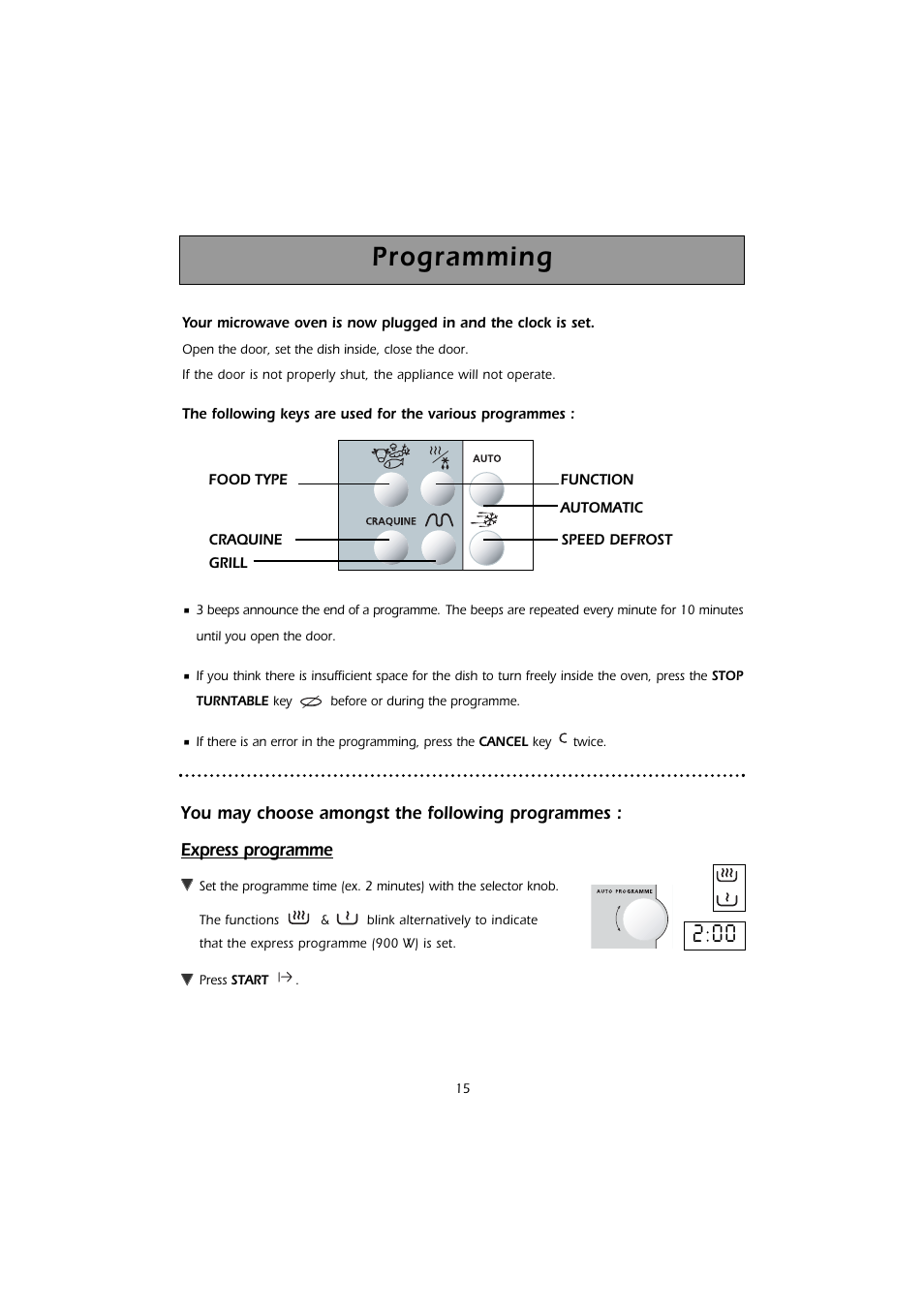 Programming | Caple CM101 User Manual | Page 15 / 28