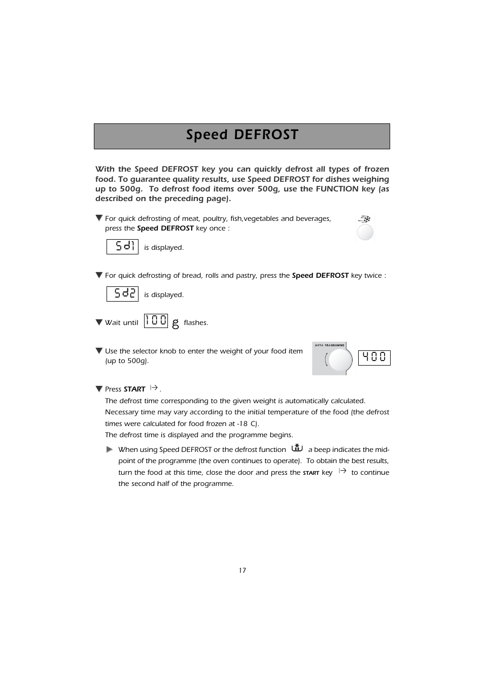 Speed defrost, J- j | Caple CM101 User Manual | Page 17 / 28